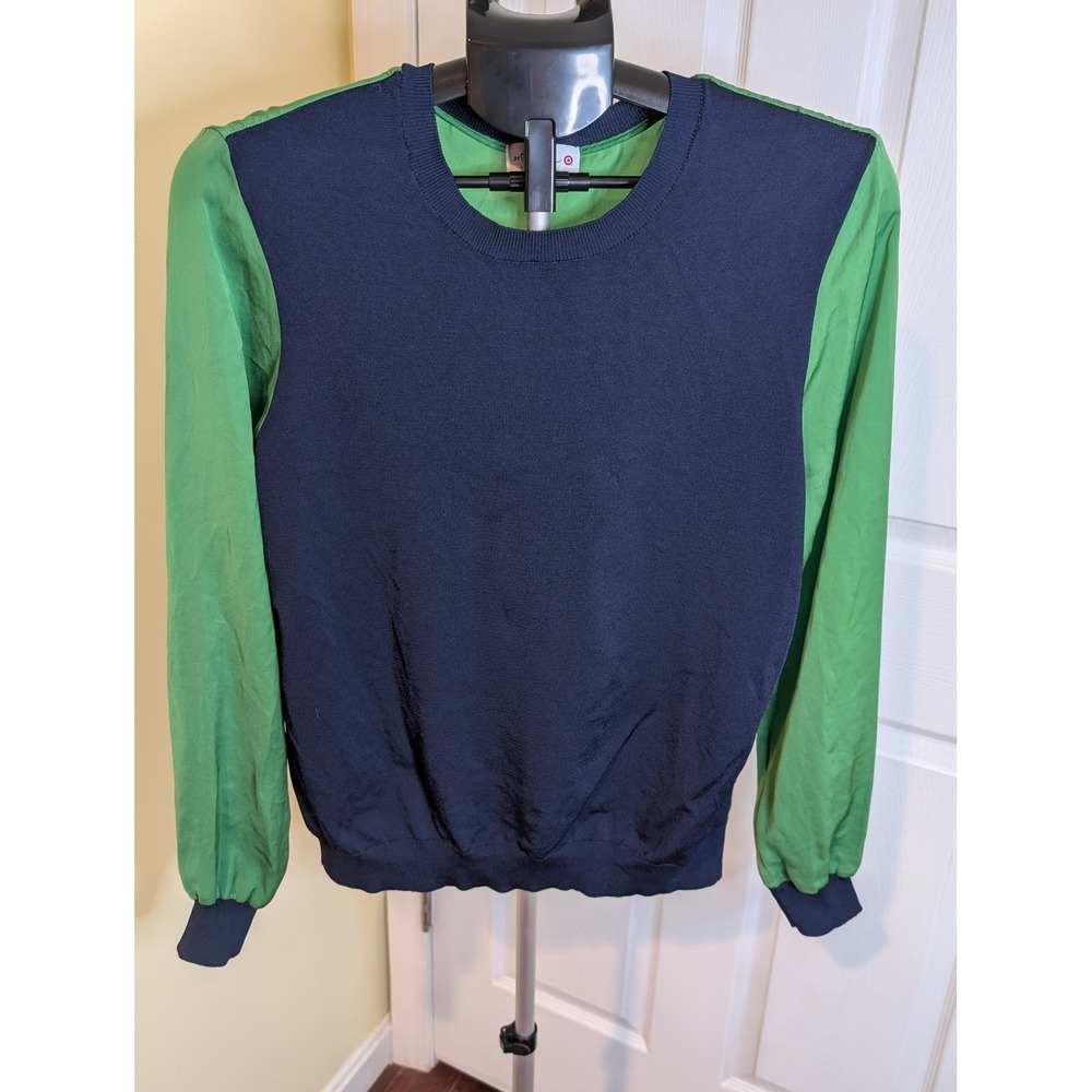 3.1‎ Phillip Lim Target Sweater Blue Green Mixed Media Knit - Size L